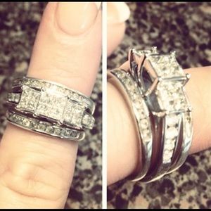 1ct diamond wedding set